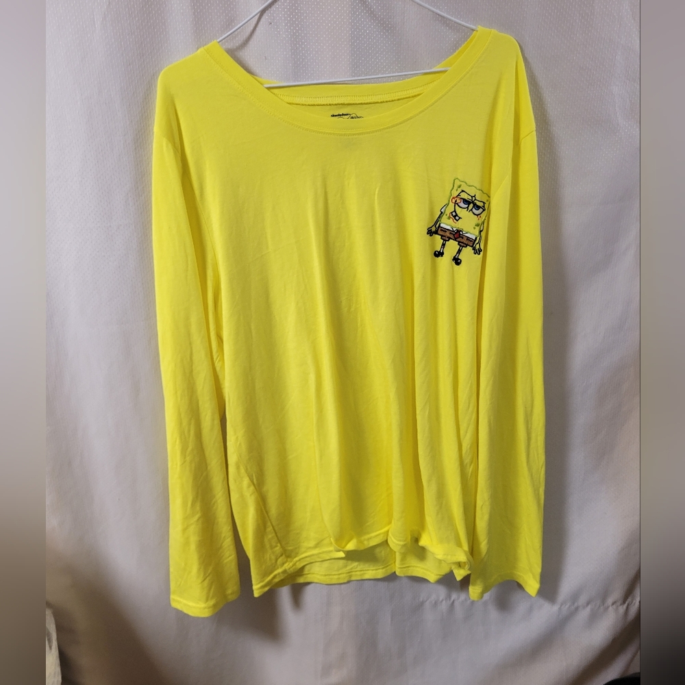 Nickelodeon Spongebob SquarePants Yellow Long Sleeve Tshirt Size 3X ladies